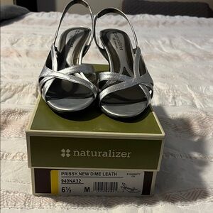 Naturalizer Silver Strappy Sandals